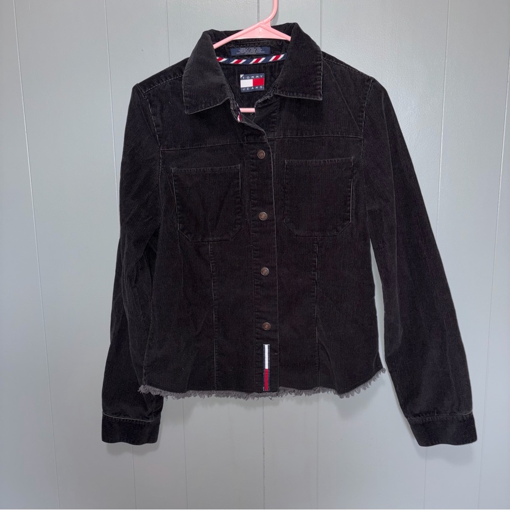 Tommy Hilfiger Black Corduroy Button Down Jacket Shacket Small